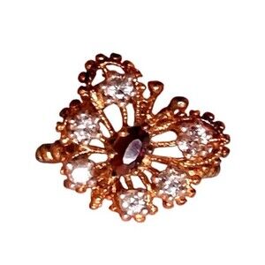 Vintage Butterfly Rhinestone Ring Size 5